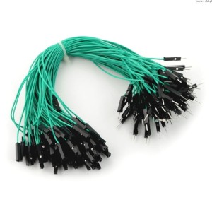 Przewody połączeniowe żeńsko-męskie 20cm zielone - 100szt.