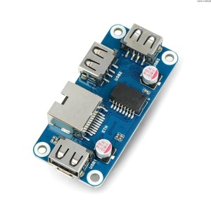 Ethernet / USB (B) HUB - 3xUSB 1xRJ45 Ethernet - pĹ™ekryvnĂ˝ pro Raspberry Pi - Waveshare 20416