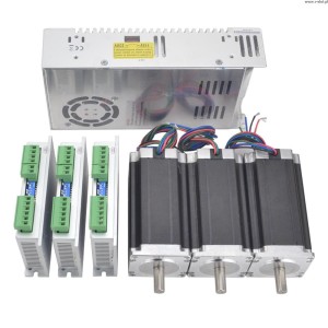 CNC 3-osá kroková sada 3,0 Nm - krokový motor Nema 23, řídicí jednotka a napájecí zdroj