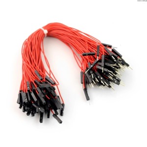 Przewody połączeniowe żeńsko-męskie 20cm czerwone - 100szt.