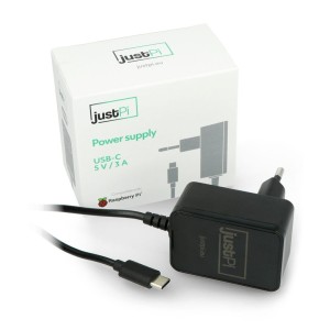 justPi USB C 5V/3A napĂˇjecĂ­ zdroj pro Raspberry Pi 4B
