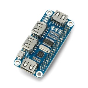 USB Hub Hat - 4portovĂ˝ rozboÄŤovaÄŤ - pĹ™ekryvnĂ˝ pro Raspberry Pi 4B/3B+/3B/Zero - Waveshare 12694