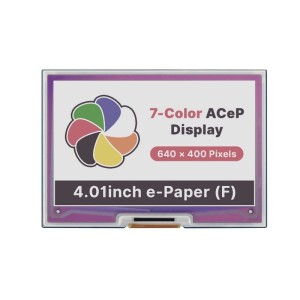 E-paper Hat (F) 4,01'' 640Ă—400px - sedmibarevnĂ˝ zobrazovacĂ­ modul - pĹ™ekryvnĂ˝ pro Raspberry Pi - Waveshare 19283