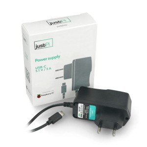 justPi USB C 5,1V / 3A napĂˇjecĂ­ zdroj pro Raspberry Pi 4B