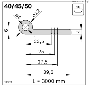 Profil závěsu 40/45/50