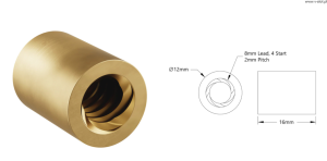 Nástrčná matice pro šroub Acme 8 mm
