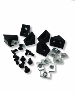 Sada:  6x rohový konektor 90 stupňů ČERNÝ ÚHELNÍK + T- matice + M5x8mm